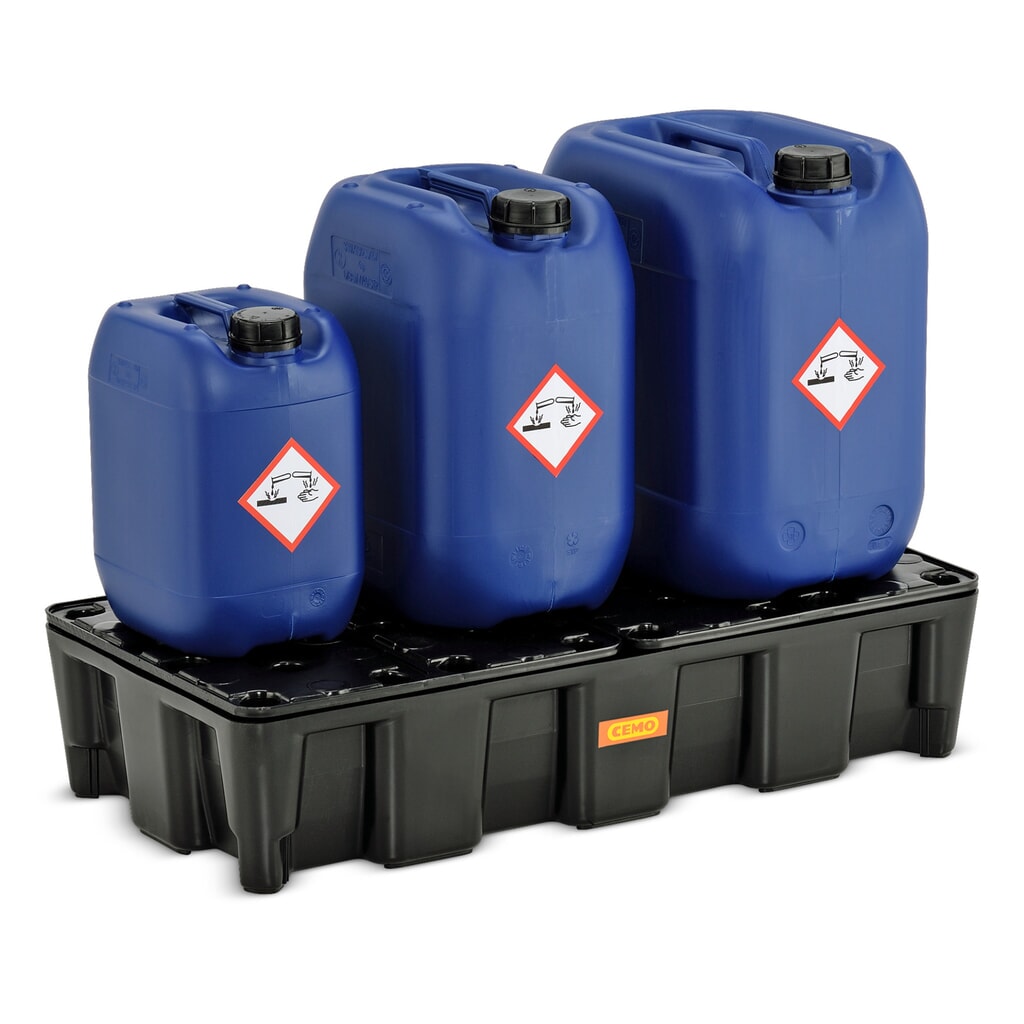 Produktabbildung Nr. 3: CEMO Kleingebinde-/Laborwanne aus PE, Auffangvolumen 35 l, mit PE-Rost