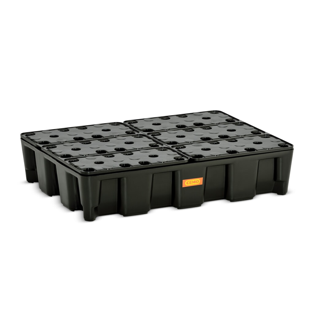 Produktabbildung: CEMO Kleingebinde-/Laborwanne aus PE, Auffangvolumen 60 l, mit PE-Rost