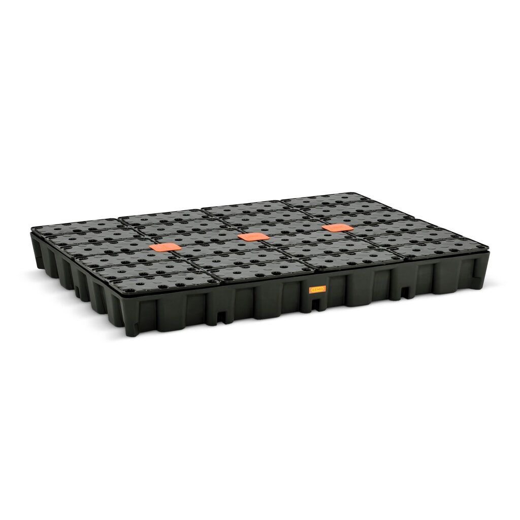 Produktabbildung: CEMO Kleingebinde-/Laborwanne aus PE, Auffangvolumen 250 l, mit PE-Rost