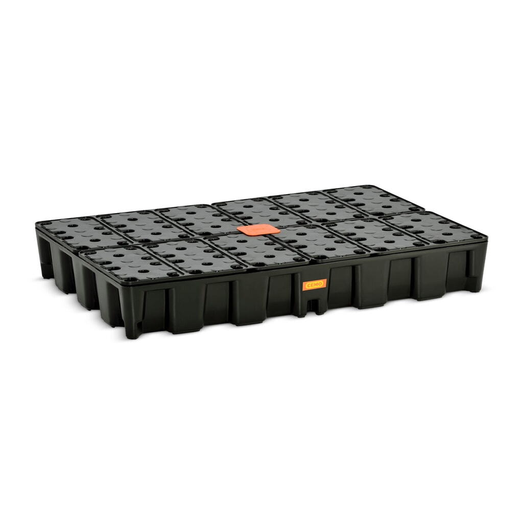 Produktabbildung: CEMO Kleingebinde-/Laborwanne aus PE, Auffangvolumen 120 l, mit PE-Rost