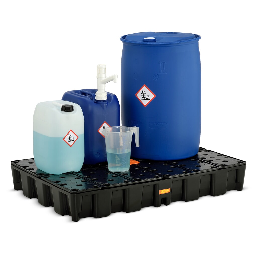 Produktabbildung Nr. 2: CEMO Kleingebinde-/Laborwanne aus PE, Auffangvolumen 120 l, mit PE-Rost