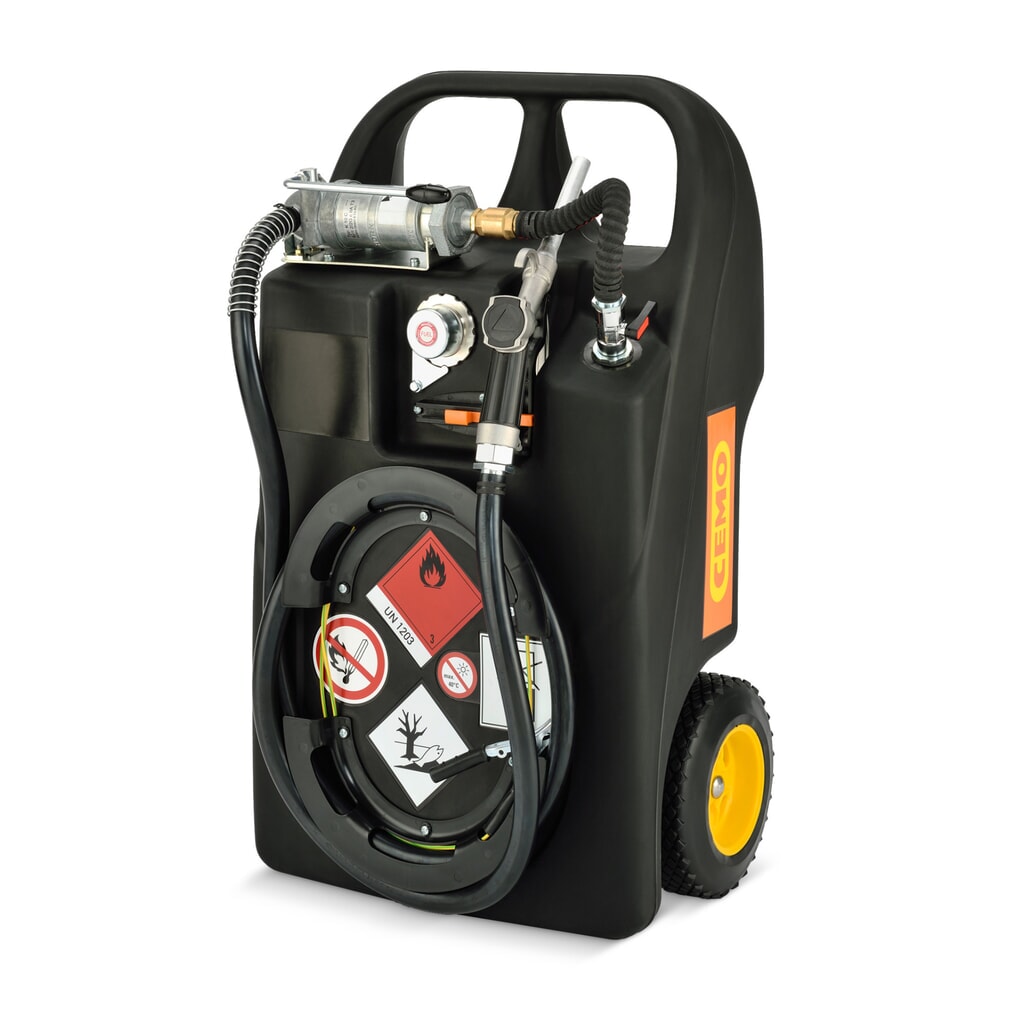 Kraftstoff-Trolley CEMO aus PE, 60 l, mit Handpumpe Produktabbildung: Kraftstoff-Trolley CEMO aus PE, 60 l, mit Handpumpe