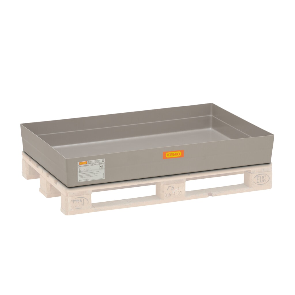 Produktabbildung: CEMO Paletten-Auffangwanne aus GFK, HxBxT 208 x 800 x 1.200 mm, ohne Gitterrost