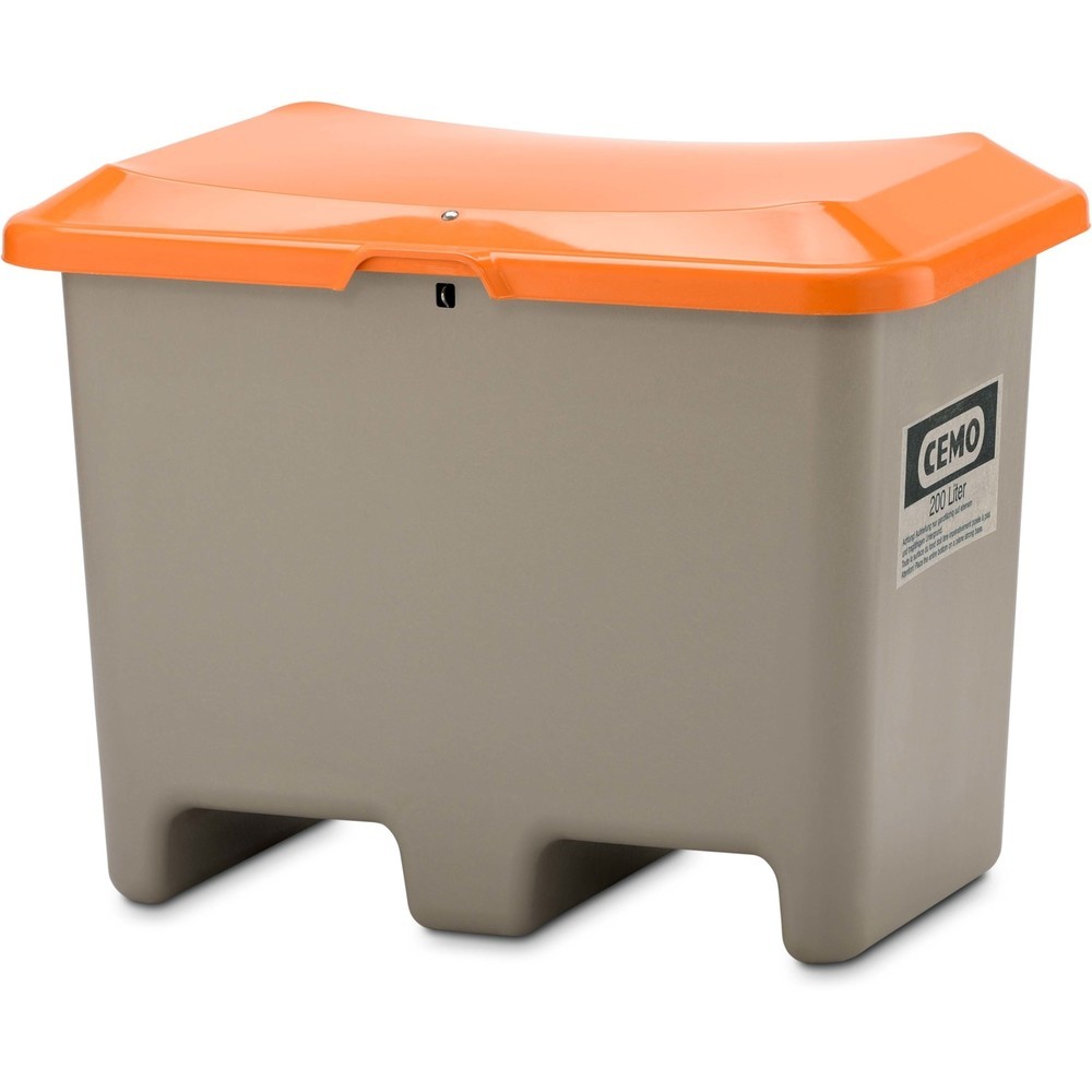 Produktabbildung Nr. 2: CEMO Streugutbehälter, grau/orange, 200 Liter, mit Staplertaschen