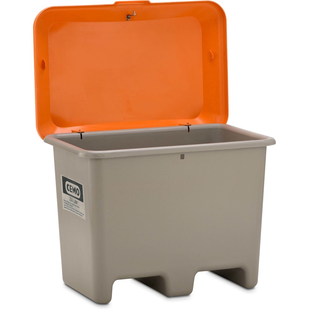 Produktabbildung Nr. 3: CEMO Streugutbehälter, grau/orange, 200 Liter, mit Staplertaschen