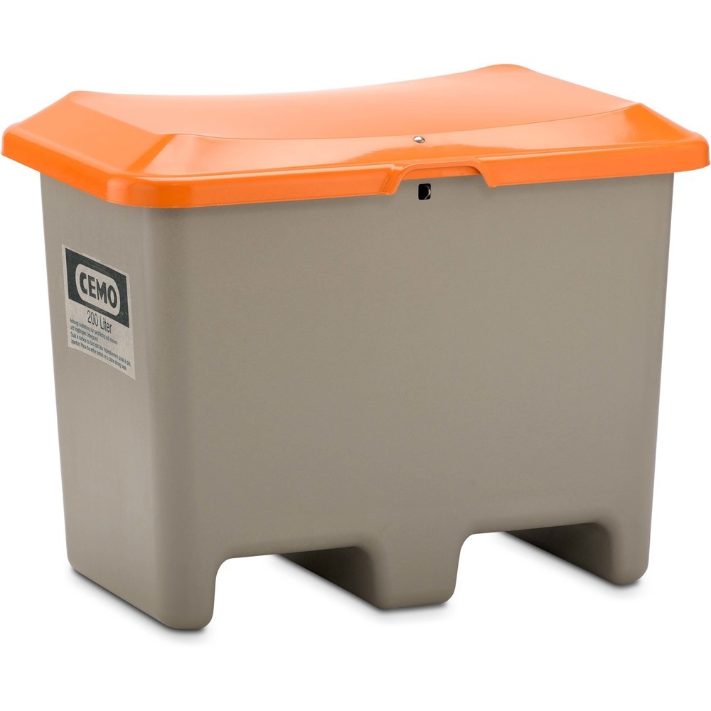 Produktabbildung Nr. 1: CEMO Streugutbehälter, grau/orange, 200 Liter, mit Staplertaschen