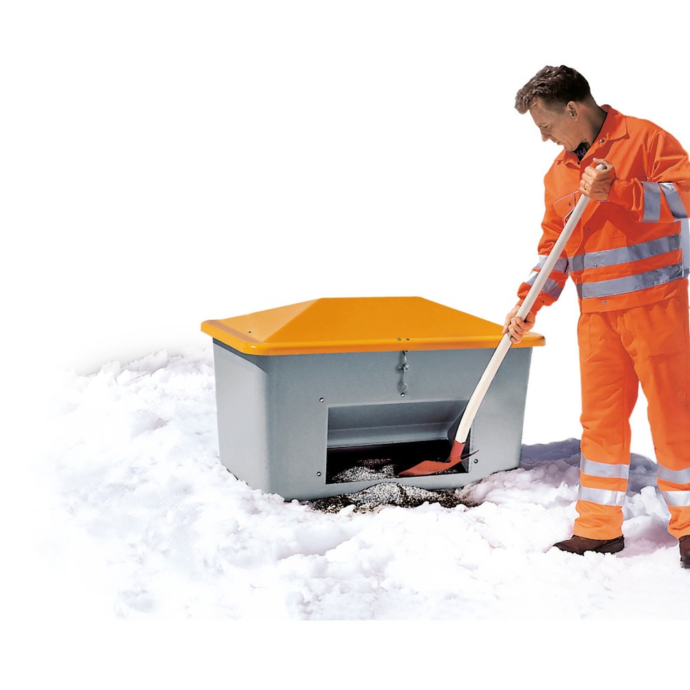 Produktabbildung Nr. 1: CEMO Streugutbehälter mit Entnahmeöffnung, grau/orange, 550 Liter