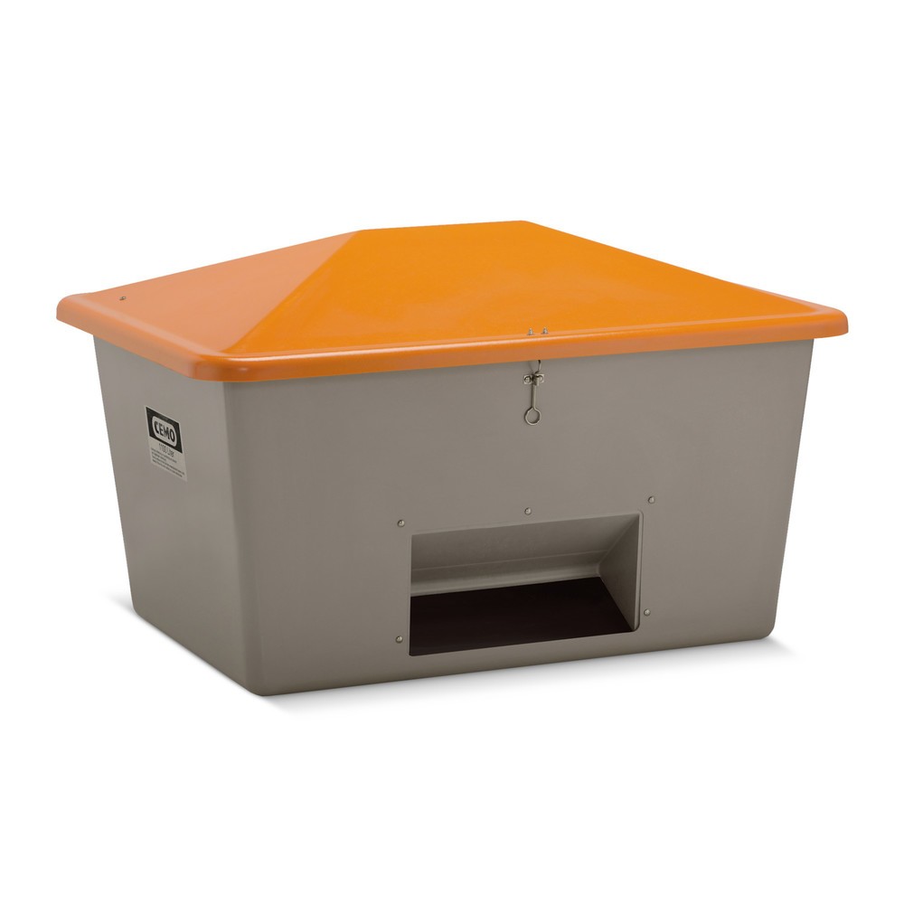 Produktabbildung Nr. 1: Streugutbehälter CEMO mit Entnahmeöffnung, grau/orange, 1.100 Liter
