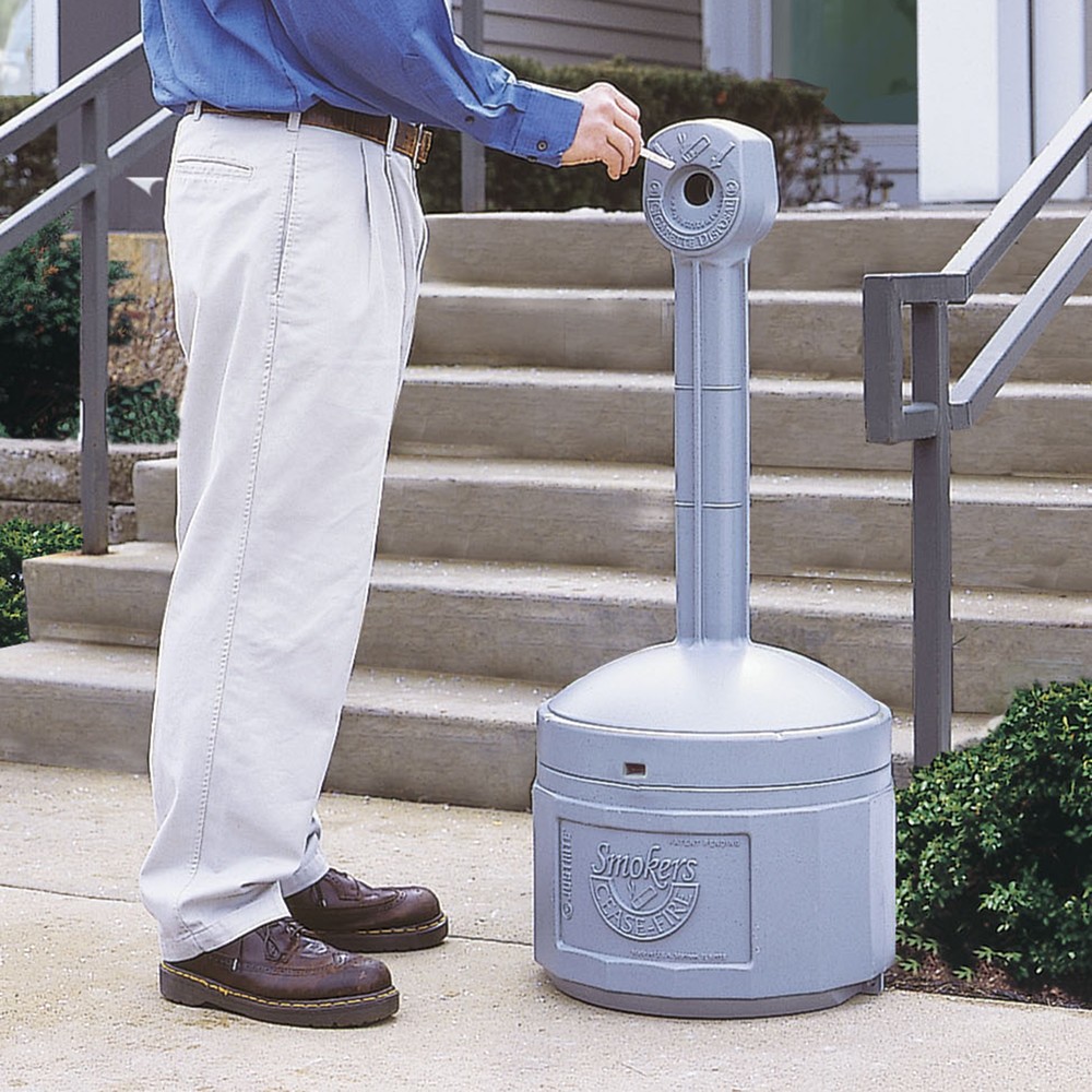 N° de l'image du produit 3 : Cendrier colonne de sécurité Justrite®, auto-extinguible, 15 litres, gris