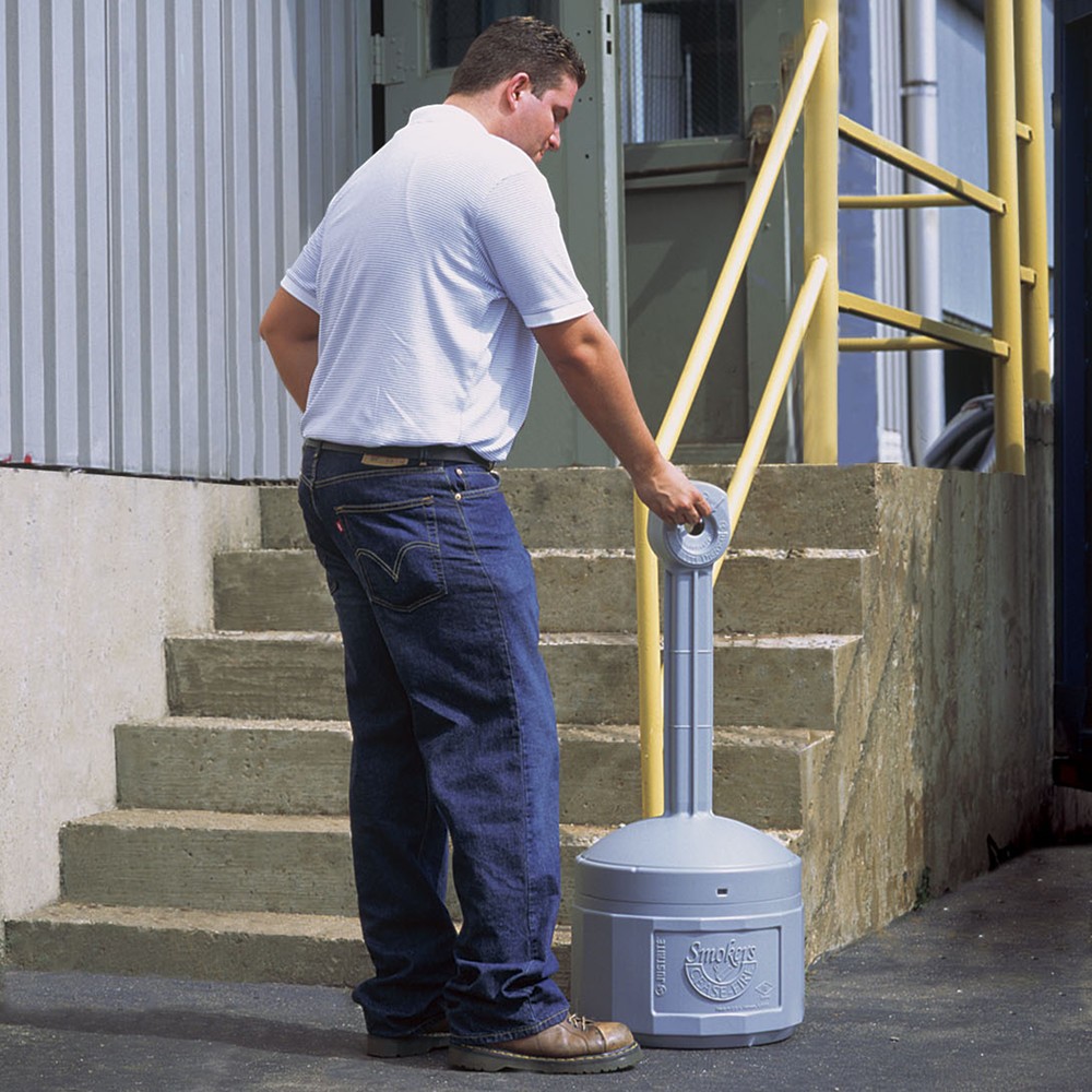 N° de l'image du produit 4 : Cendrier colonne de sécurité Justrite®, auto-extinguible, 15 litres, gris