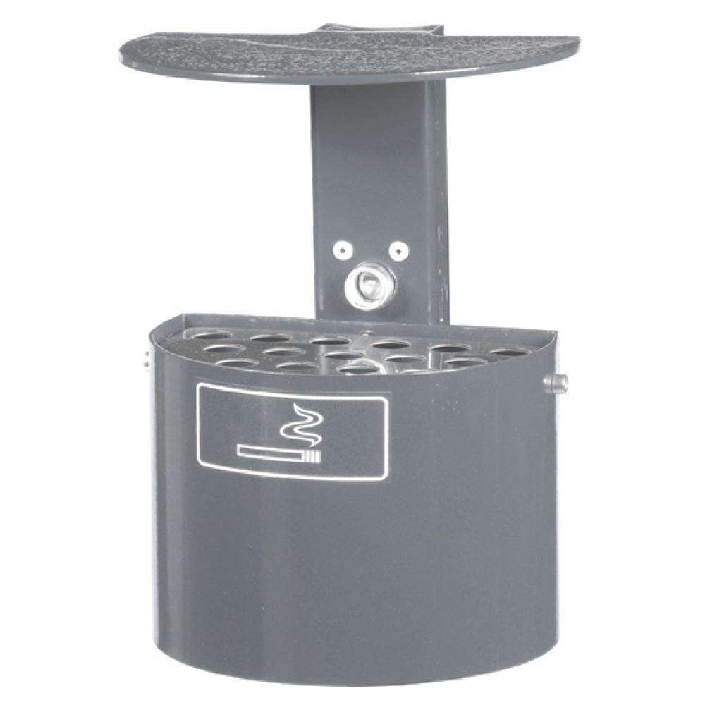 Illustration du produit: RENNER Cendrier rond pour fixation murale ou à un poteau, avec toit, sans poteau, 2 litres, DB 703 paillettes métalliques anthracite