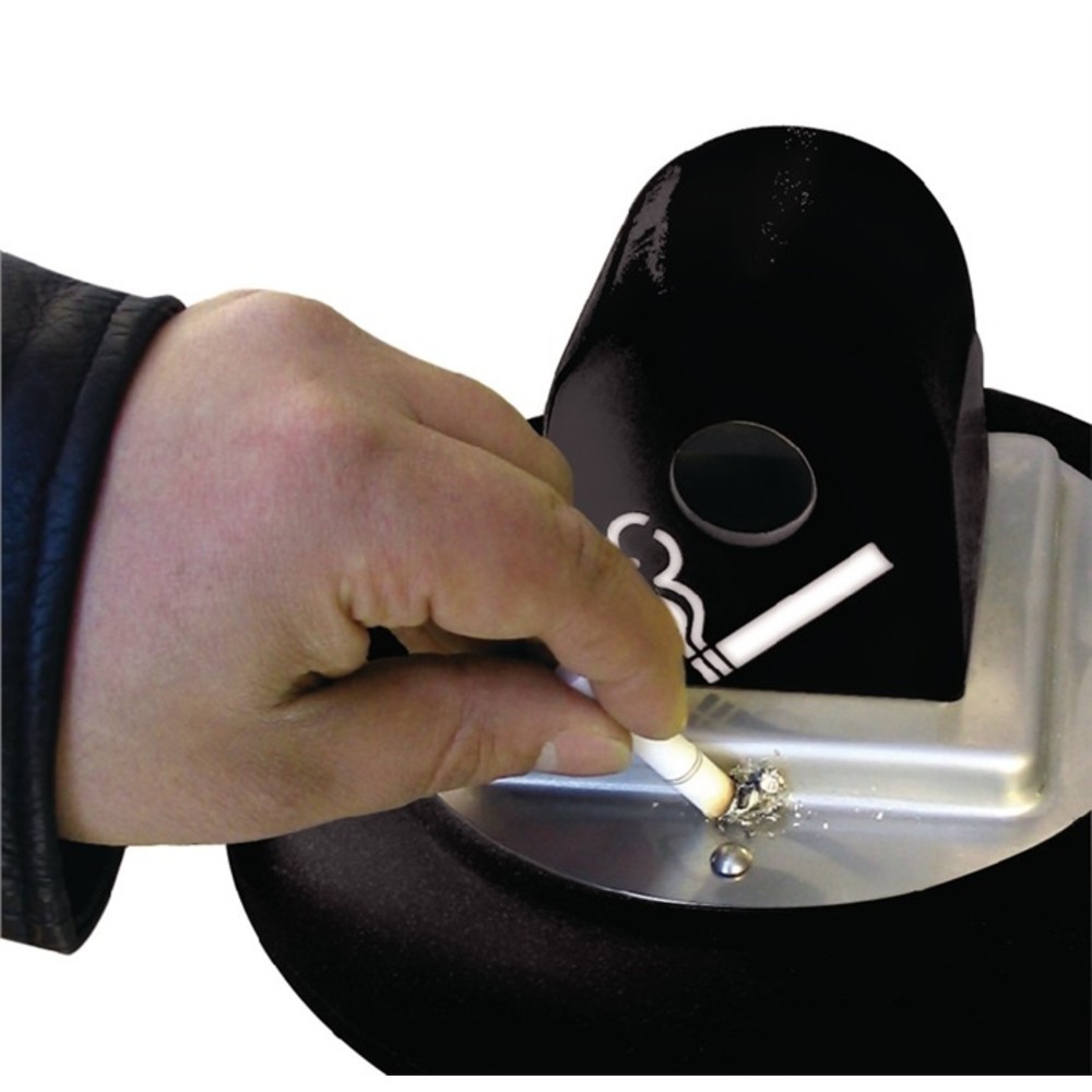 N° de l'image du produit 3 : Cendrier sur pied H1029xl357xP357 mm noir polyéthylène RUBBERMAID