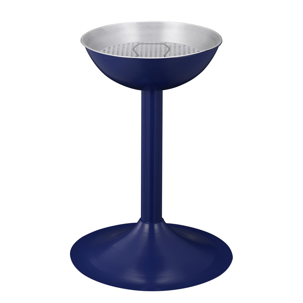 Imagen del producto: Cenicero de columna de acero con pieza insertada y rejilla redondo azul