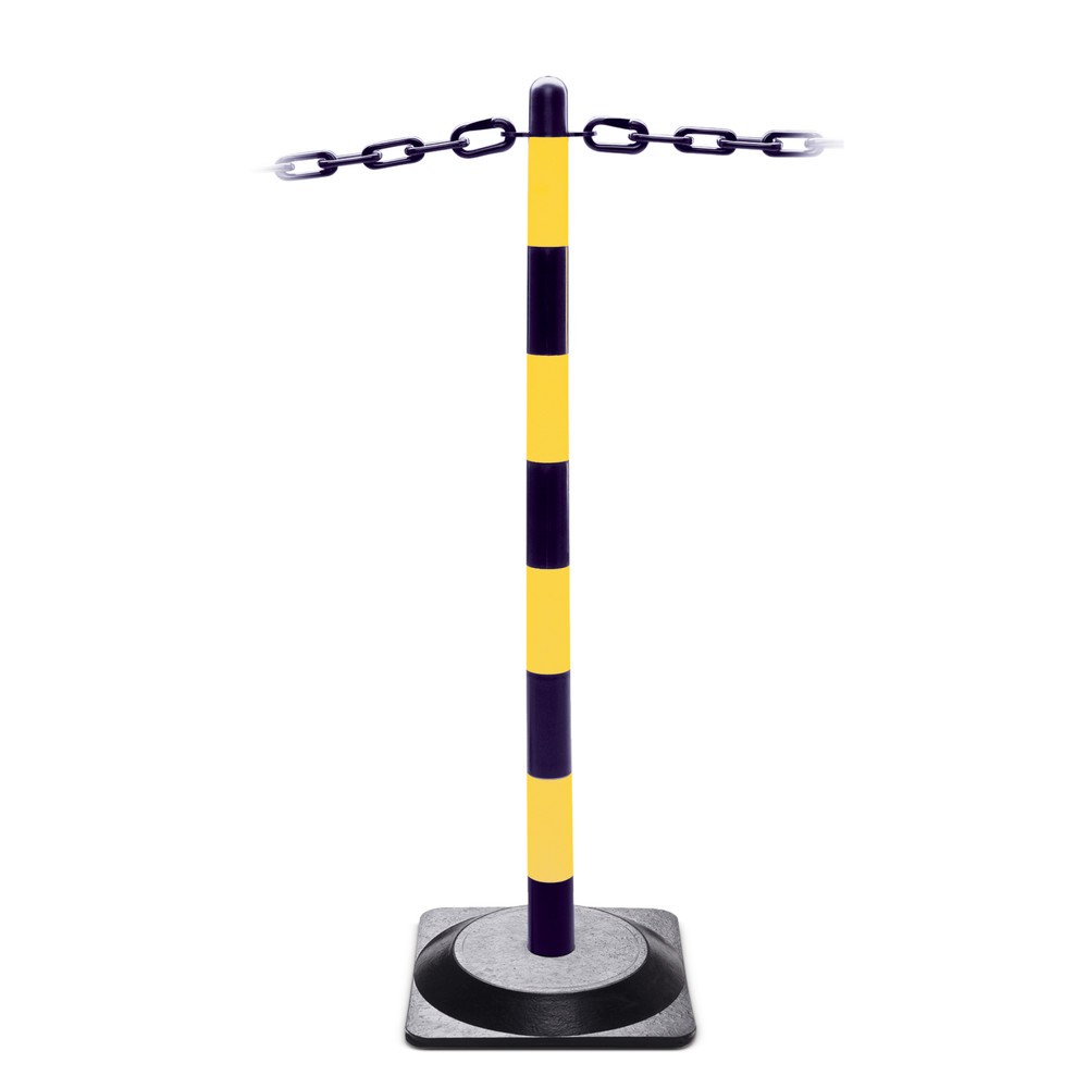 Product image no. 3: Chain post single, solid rubber base (square), black/yellow