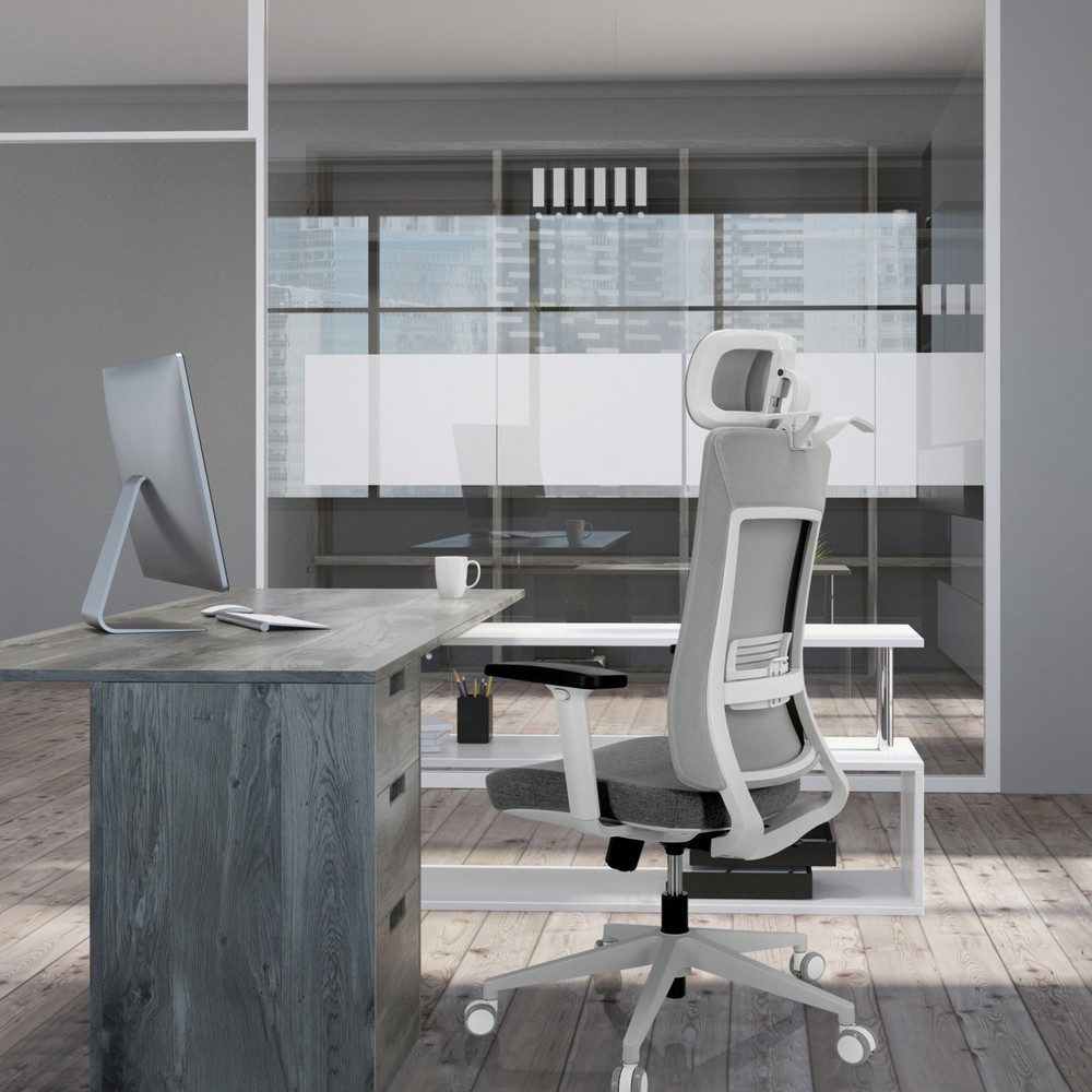 N° de l'image du produit 4 : Siège de bureau / siège pivotant hjh OFFICE COMFIO WMH maille / tissu, gris