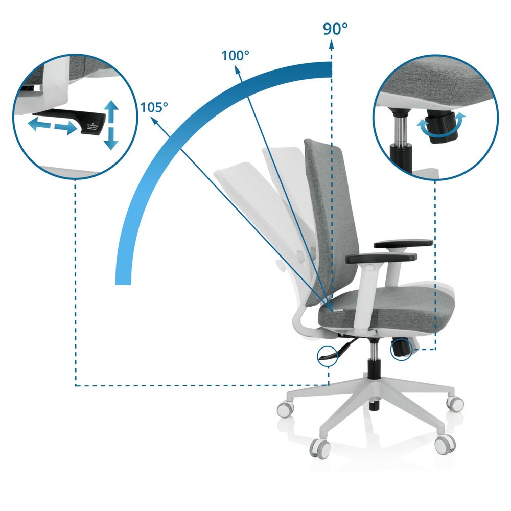 N° de l'image du produit 2 : Chaise de bureau / chaise pivotante hjh OFFICE COMFIO WP tissu, gris