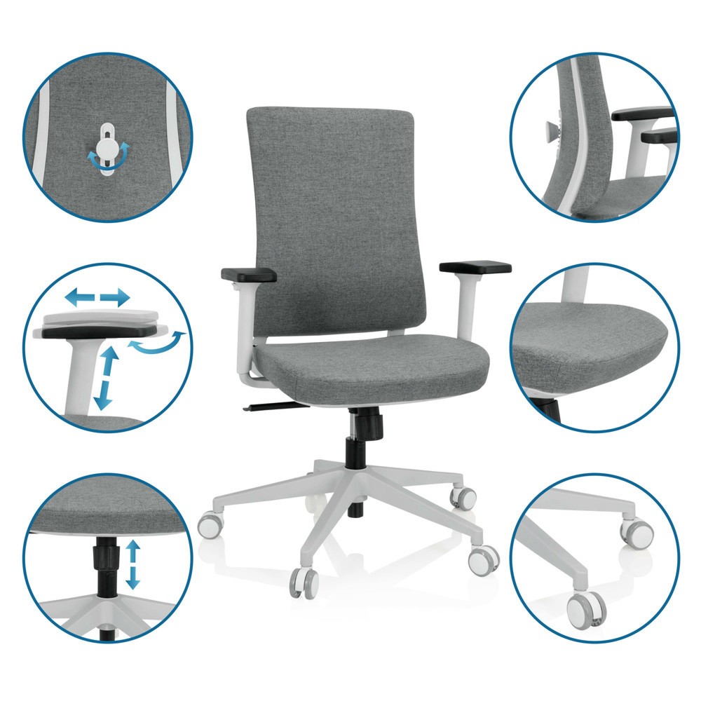 N° de l'image du produit 3 : Chaise de bureau / chaise pivotante hjh OFFICE COMFIO WP tissu, gris