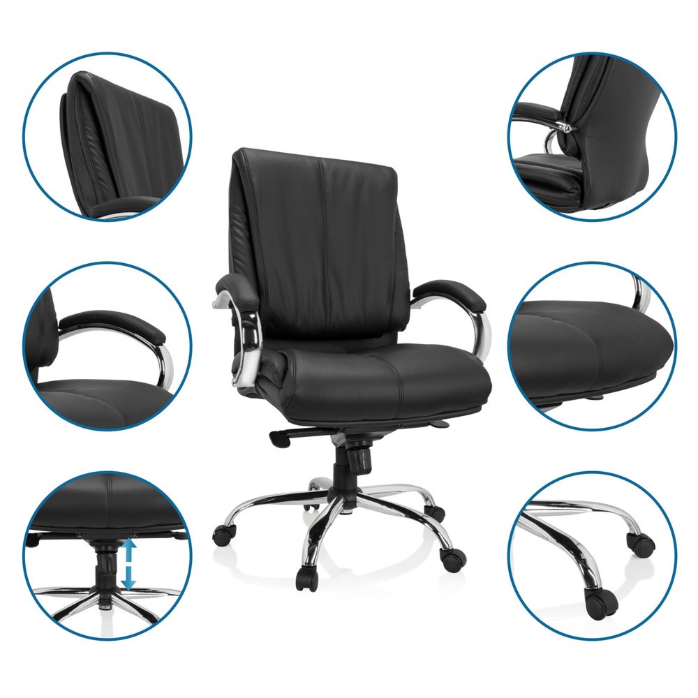 N° de l'image du produit 3 : Chaise de bureau / fauteuil de direction hjh OFFICE XXL H 100 PU, noir