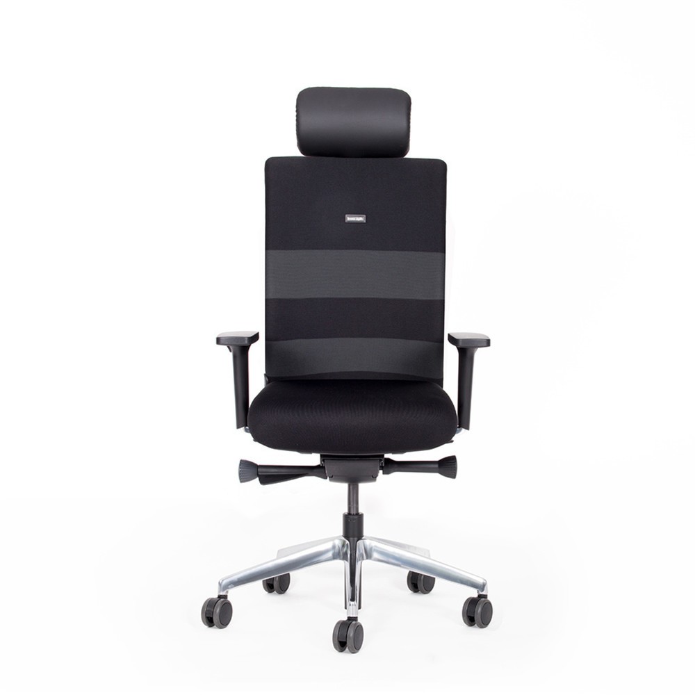 N° de l'image du produit 1 : Chaise de bureau lento agilis AG10, noir, 100 % polyester, avec appuie-tête