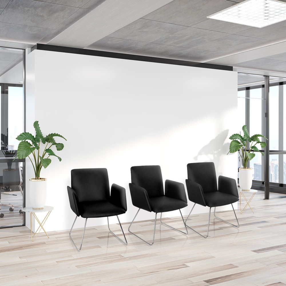N° de l'image du produit 4 : Chaise-visiteur / chaise à patins hjh OFFICE DESIGNIA V similicuir, noir
