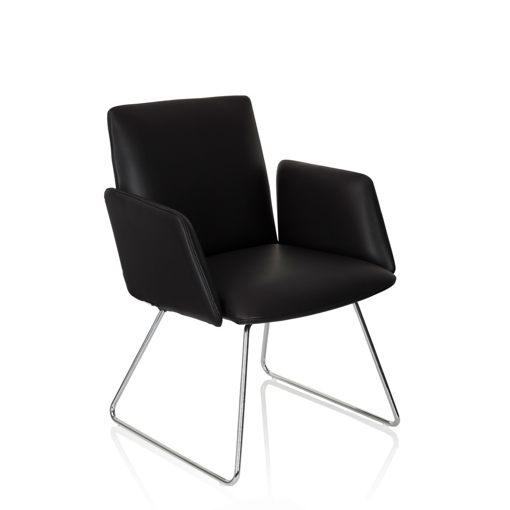 N° de l'image du produit 8 : Chaise-visiteur / chaise à patins hjh OFFICE DESIGNIA V similicuir, noir