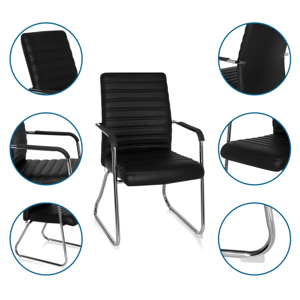 N° de l'image du produit 2 : Chaise de conférence / chaise à patins hjh OFFICE / STEEL V PU, noir