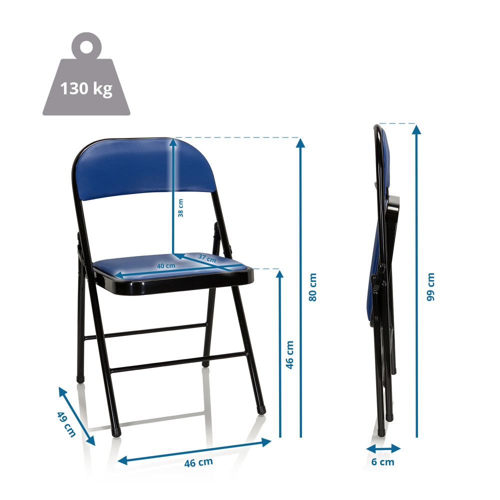 N° de l'image du produit 5 : Chaise de conférence / chaise-visiteur / chaise pliante hjh OFFICE BANDA V PU, bleu