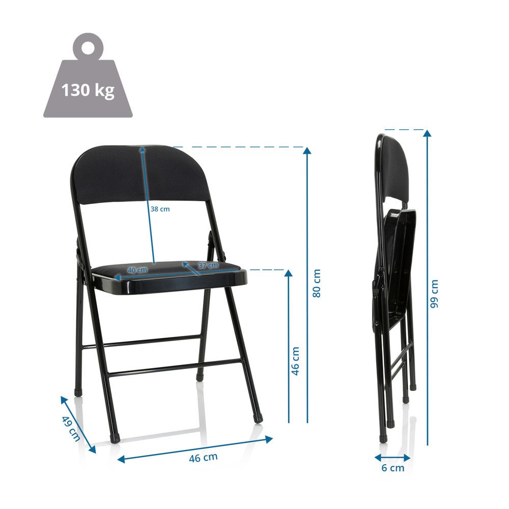 N° de l'image du produit 5 : Chaise de conférence / chaise-visiteur / chaise pliante hjh OFFICE BANDA V II tissu, noir