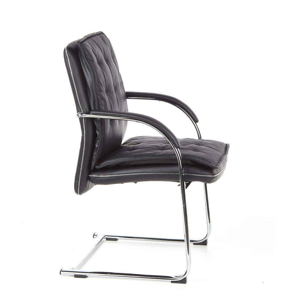 N° de l'image du produit 3 : Chaise de conférence / fauteuil suspendu hjh OFFICE VILLA V cuir nappa, noir