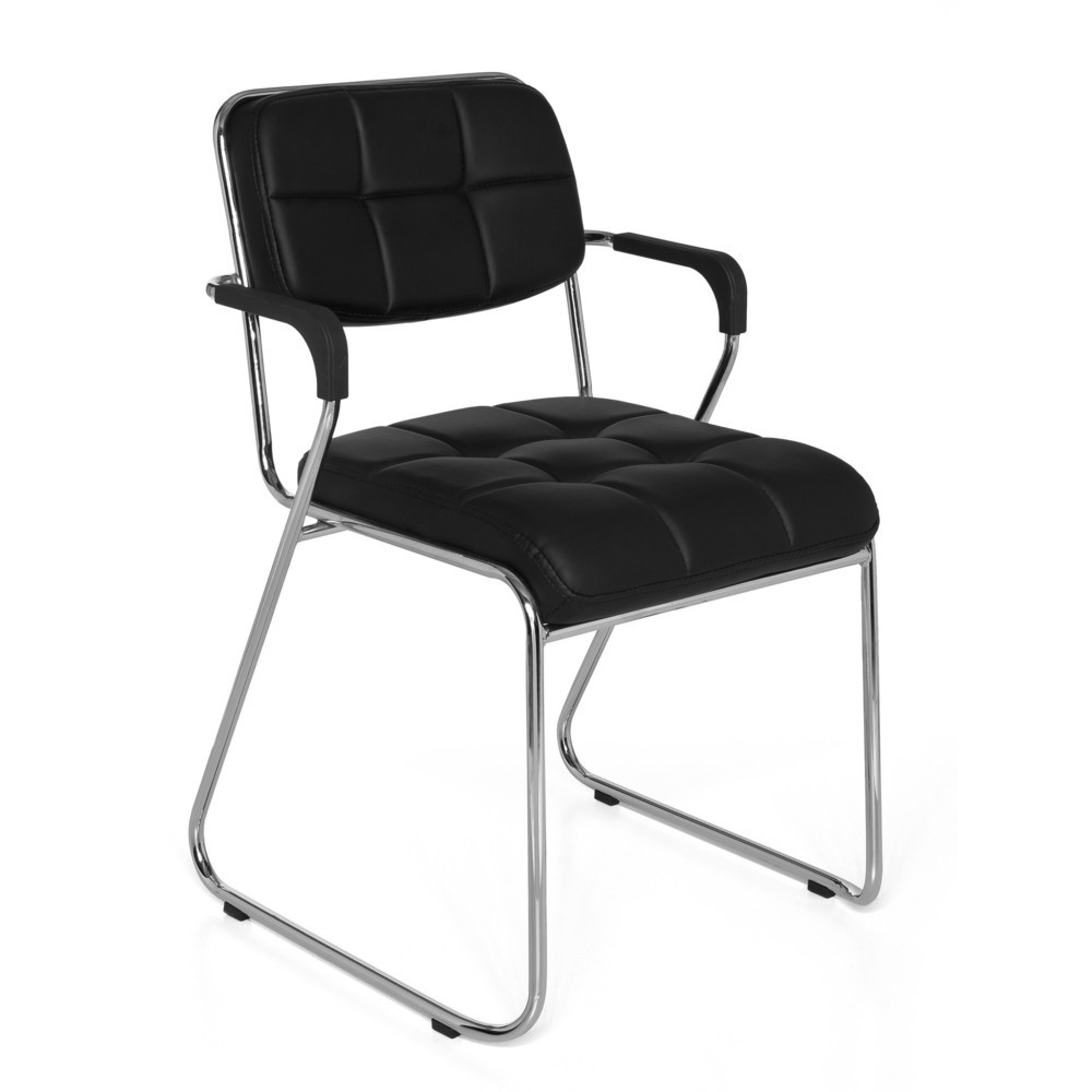 N° de l'image du produit 2 : Chaise de conférence / chaise à patins hjh OFFICE/ ZANTA PU, noir