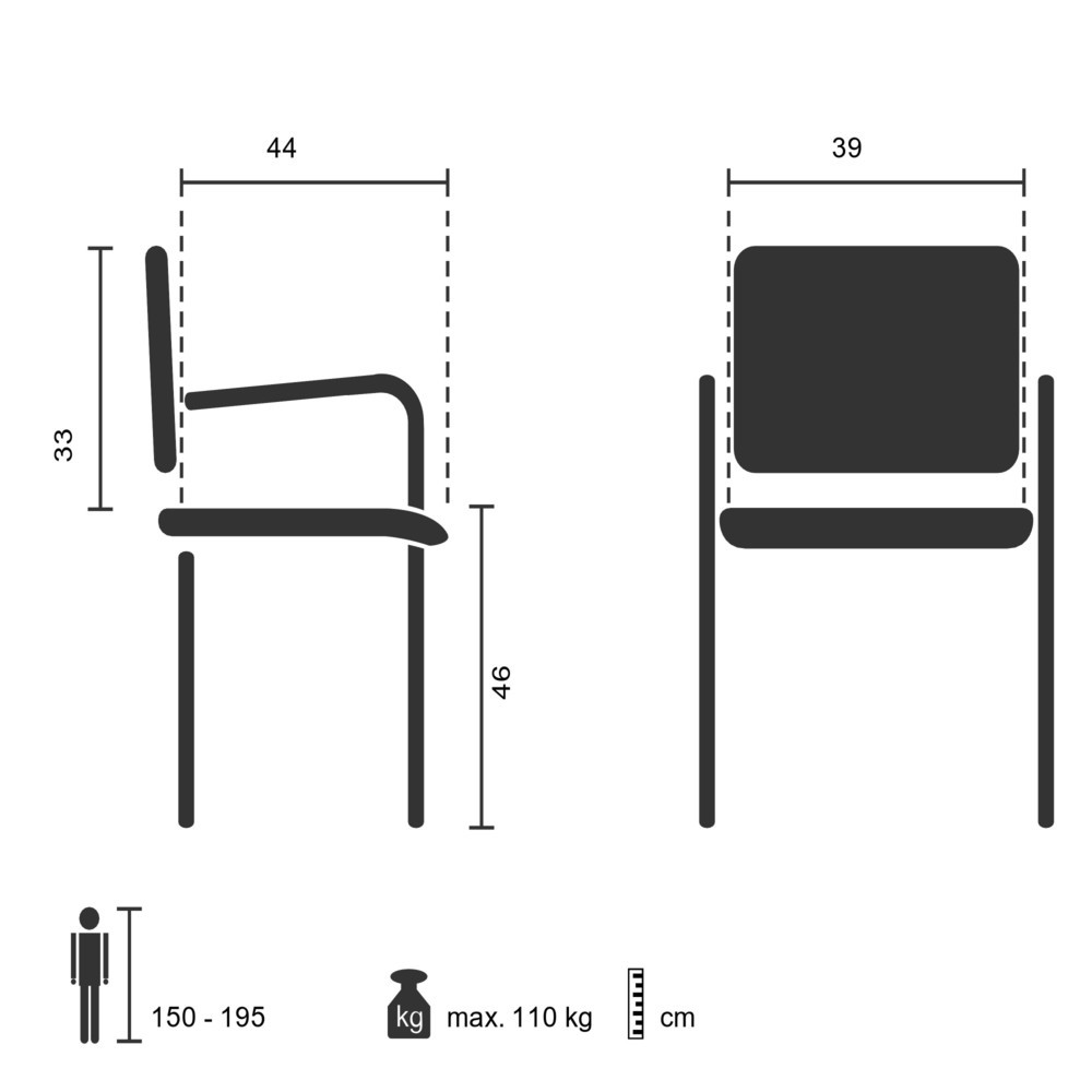 N° de l'image du produit 5 : Chaise de conférence / chaise à patins hjh OFFICE/ ZANTA PU, noir