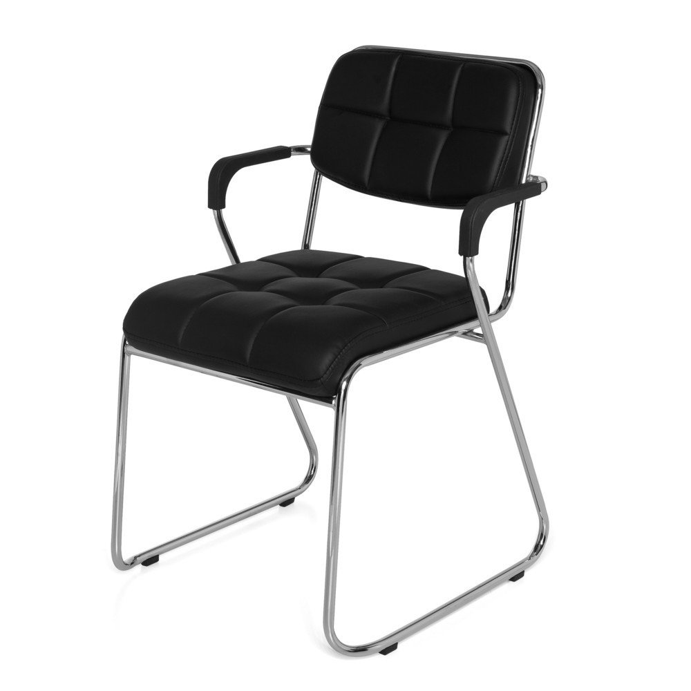 N° de l'image du produit 10 : Chaise de conférence / chaise à patins hjh OFFICE/ ZANTA PU, noir