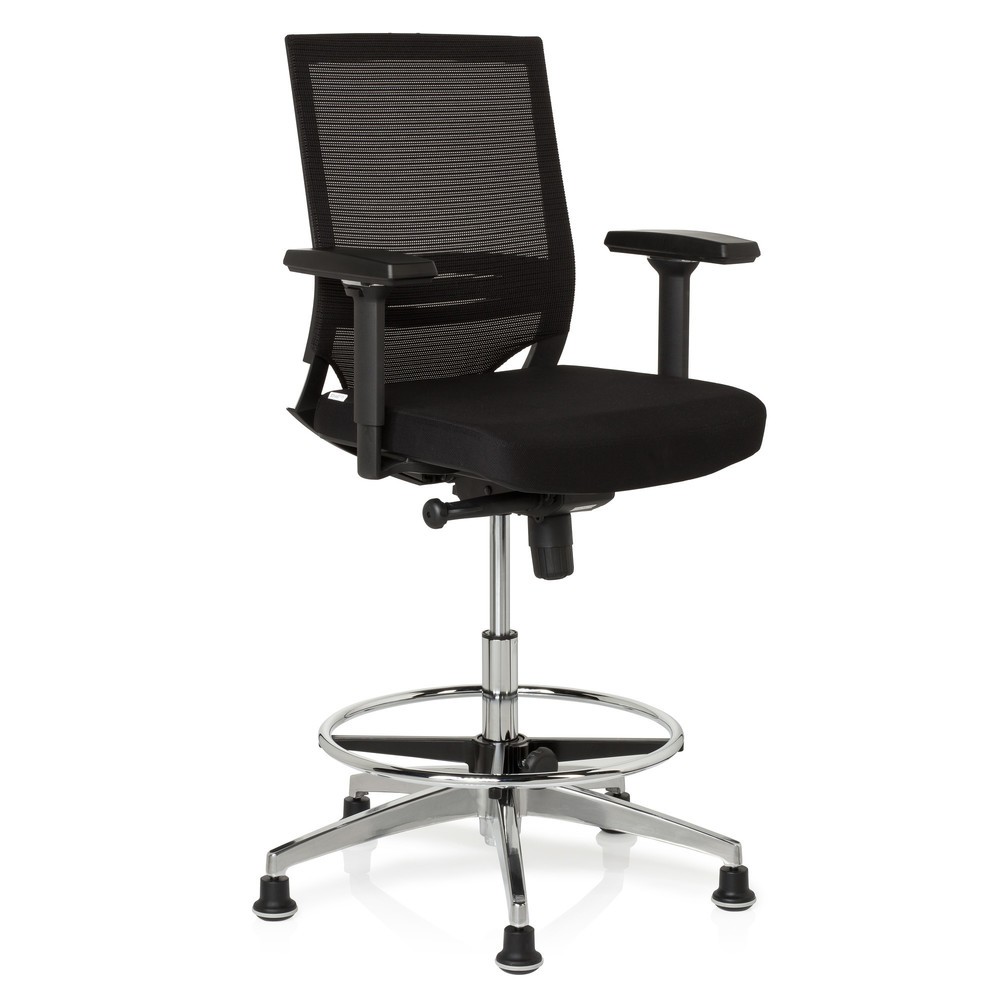 N° de l'image du produit 3 : Siège de travail / siège de comptoir hjh OFFICE TOP WORK 77 tissu, noir