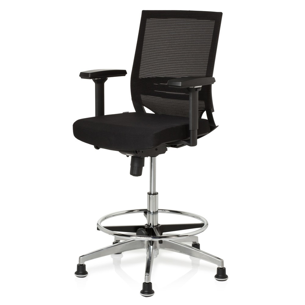N° de l'image du produit 10 : Siège de travail / siège de comptoir hjh OFFICE TOP WORK 77 tissu, noir