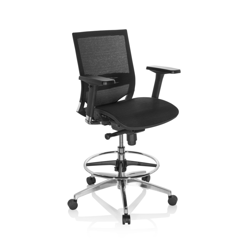 N° de l'image du produit 2 : Siège de travail / siège de comptoir hjh OFFICE TOP WORK 78 maille, noir