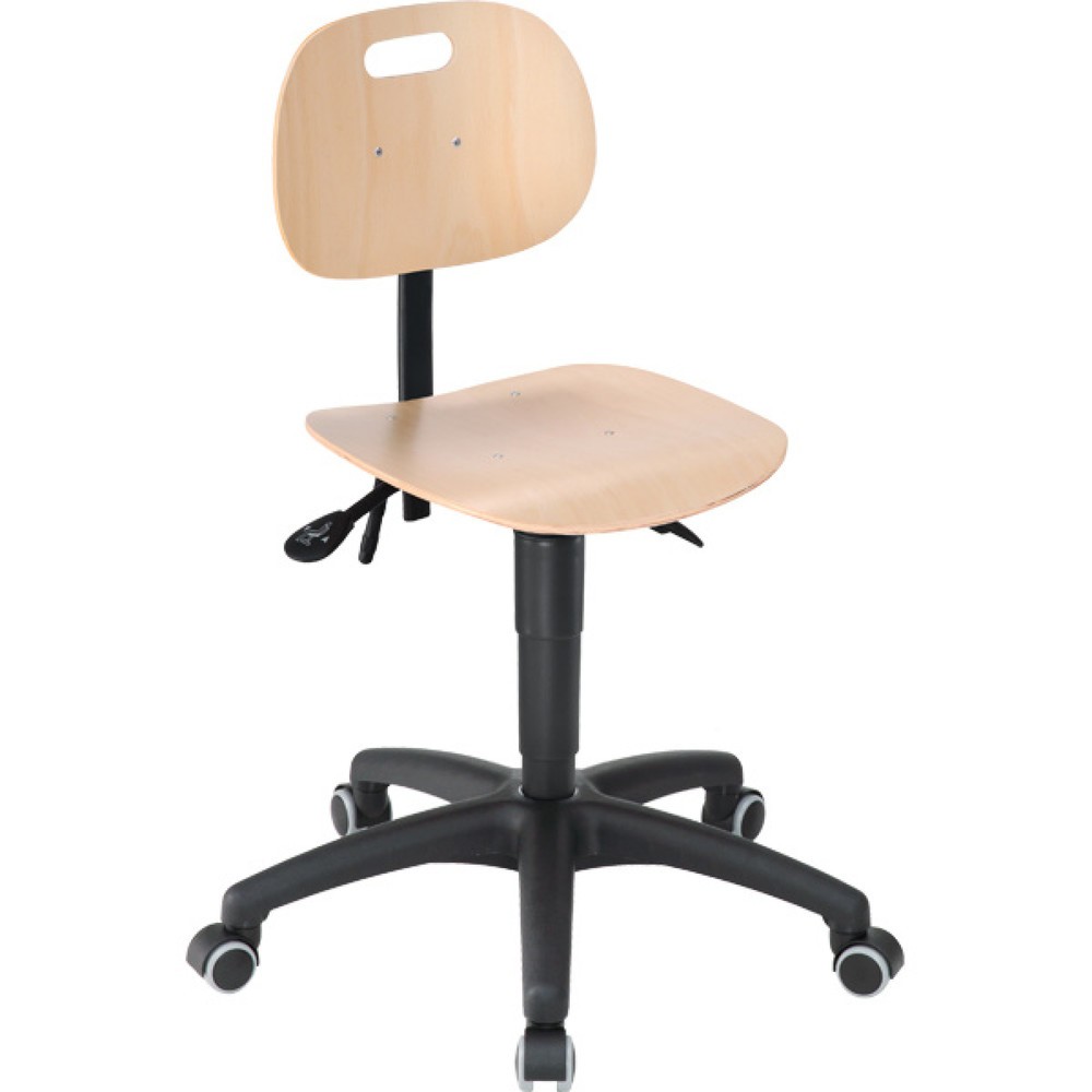 N° de l'image du produit 1 : Chaise de travail pivotante Ability en hêtre, hauteur d’assise 480-620 mm, base plastique, roulettes