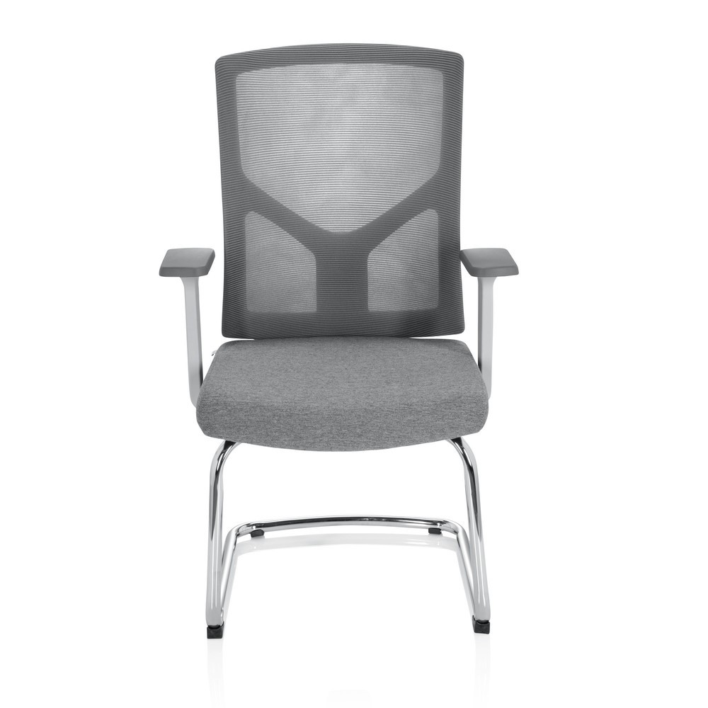 N° de l'image du produit 1 : Chaise-visiteur / siège de conférence hjh OFFICE BRETON V W tissu / maille, gris