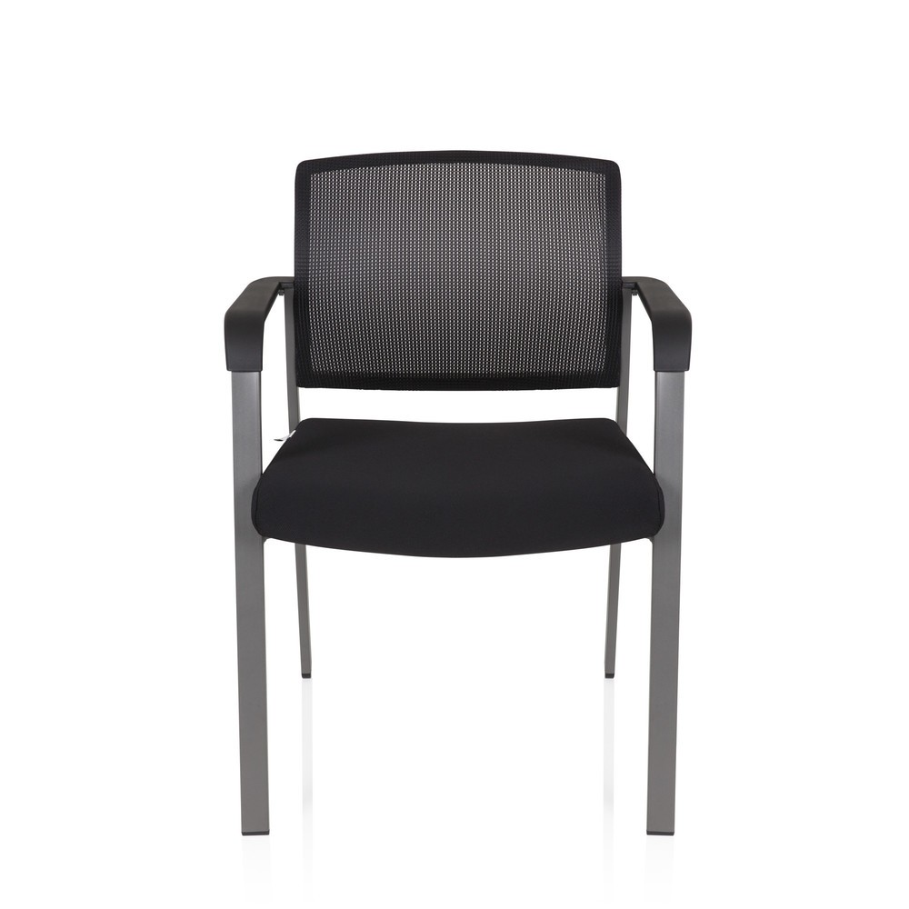 N° de l'image du produit 1 : Chaise-visiteur / chaise de conférence hjh OFFICE MEET gris maille/tissu, noir