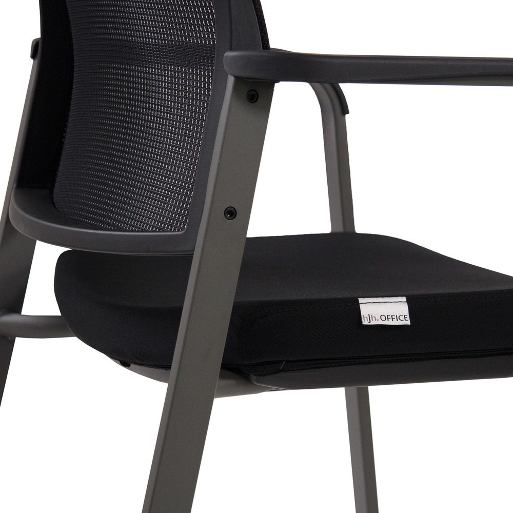 N° de l'image du produit 3 : Chaise-visiteur / chaise de conférence hjh OFFICE MEET gris maille/tissu, noir