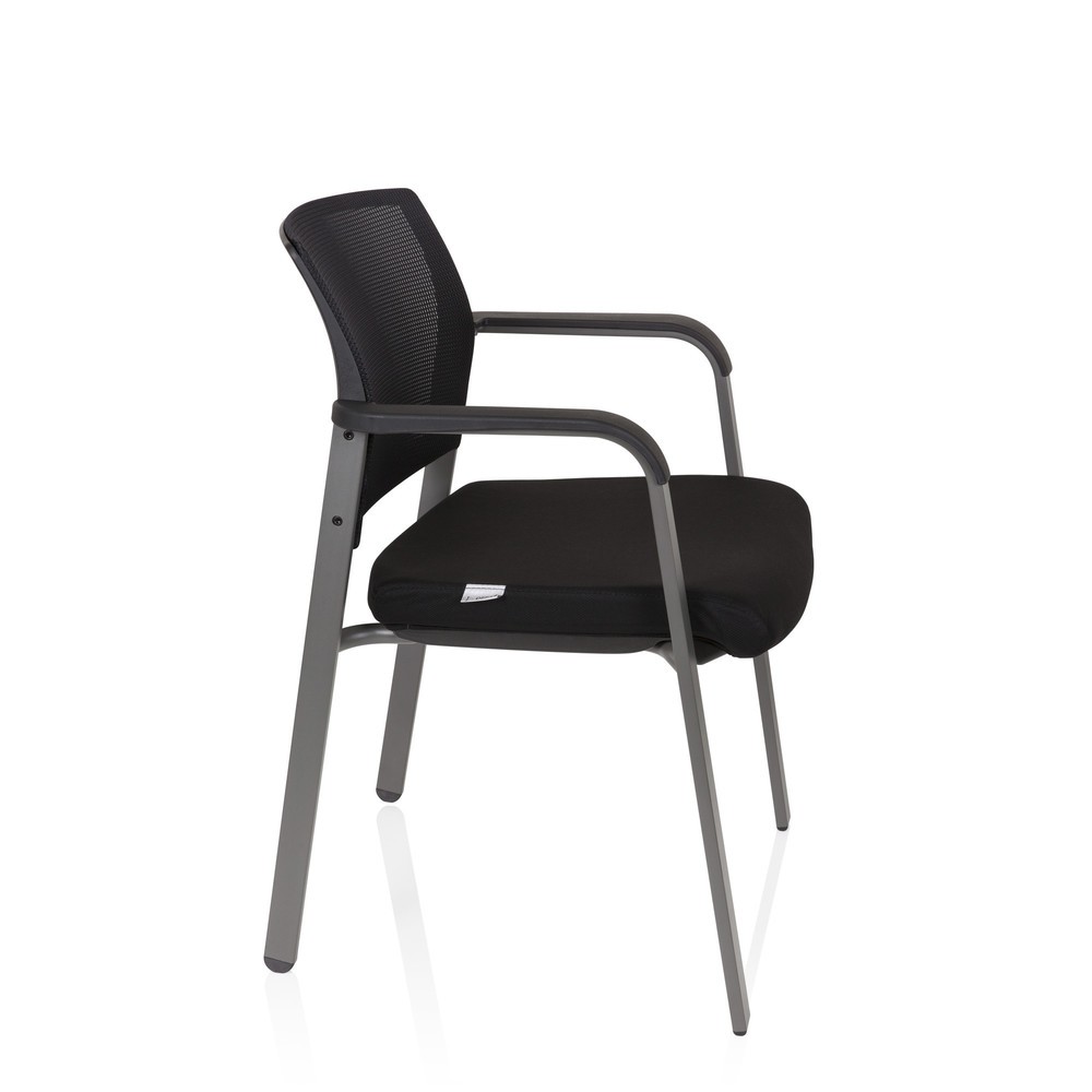 N° de l'image du produit 6 : Chaise-visiteur / chaise de conférence hjh OFFICE MEET gris maille/tissu, noir