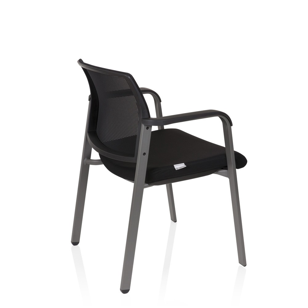N° de l'image du produit 7 : Chaise-visiteur / chaise de conférence hjh OFFICE MEET gris maille/tissu, noir