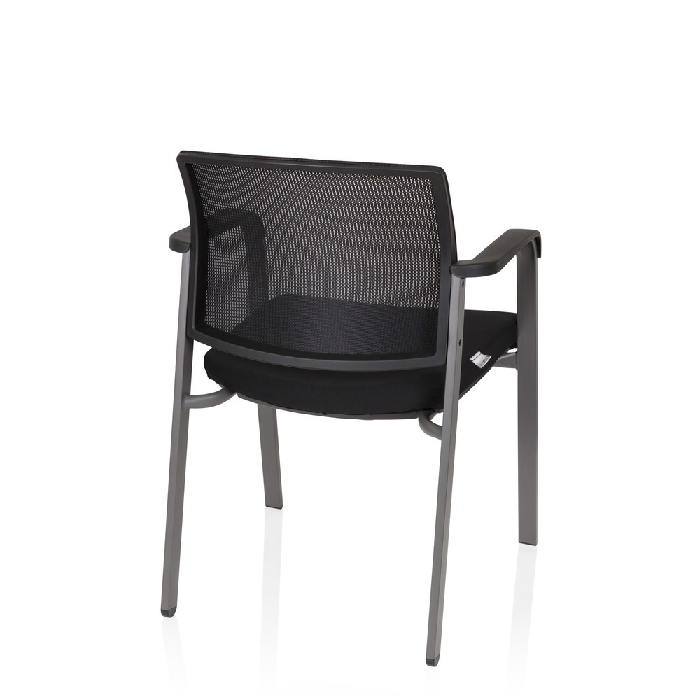 N° de l'image du produit 8 : Chaise-visiteur / chaise de conférence hjh OFFICE MEET gris maille/tissu, noir