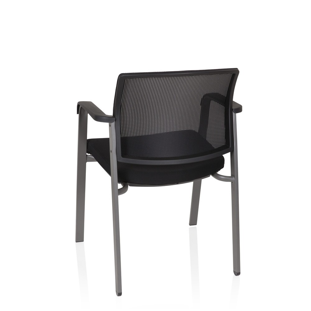 N° de l'image du produit 9 : Chaise-visiteur / chaise de conférence hjh OFFICE MEET gris maille/tissu, noir