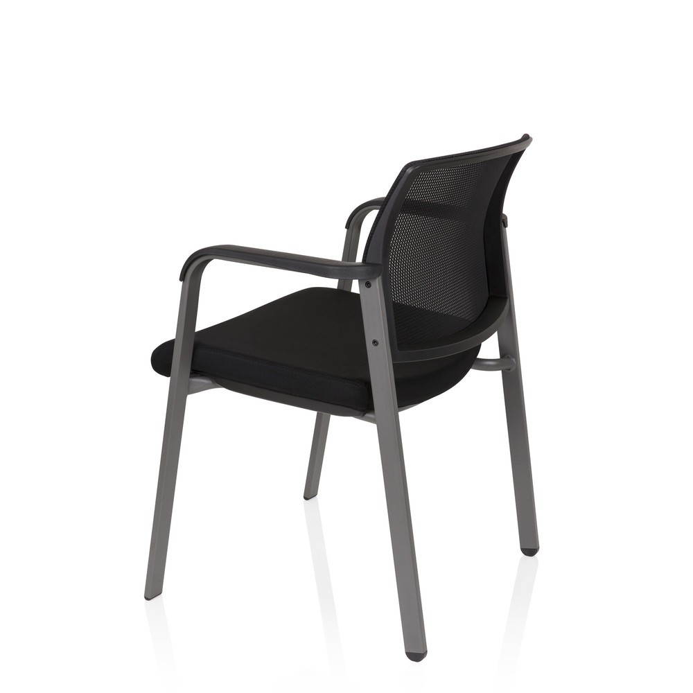 N° de l'image du produit 10 : Chaise-visiteur / chaise de conférence hjh OFFICE MEET gris maille/tissu, noir