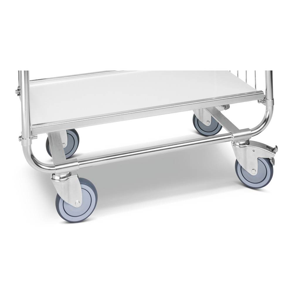 N° de l'image du produit 2 : Chariot à étagères, galvanisé, 2 parois grillagées, haute face avant, 2 plateaux stratifiés de 620 x 425 mm