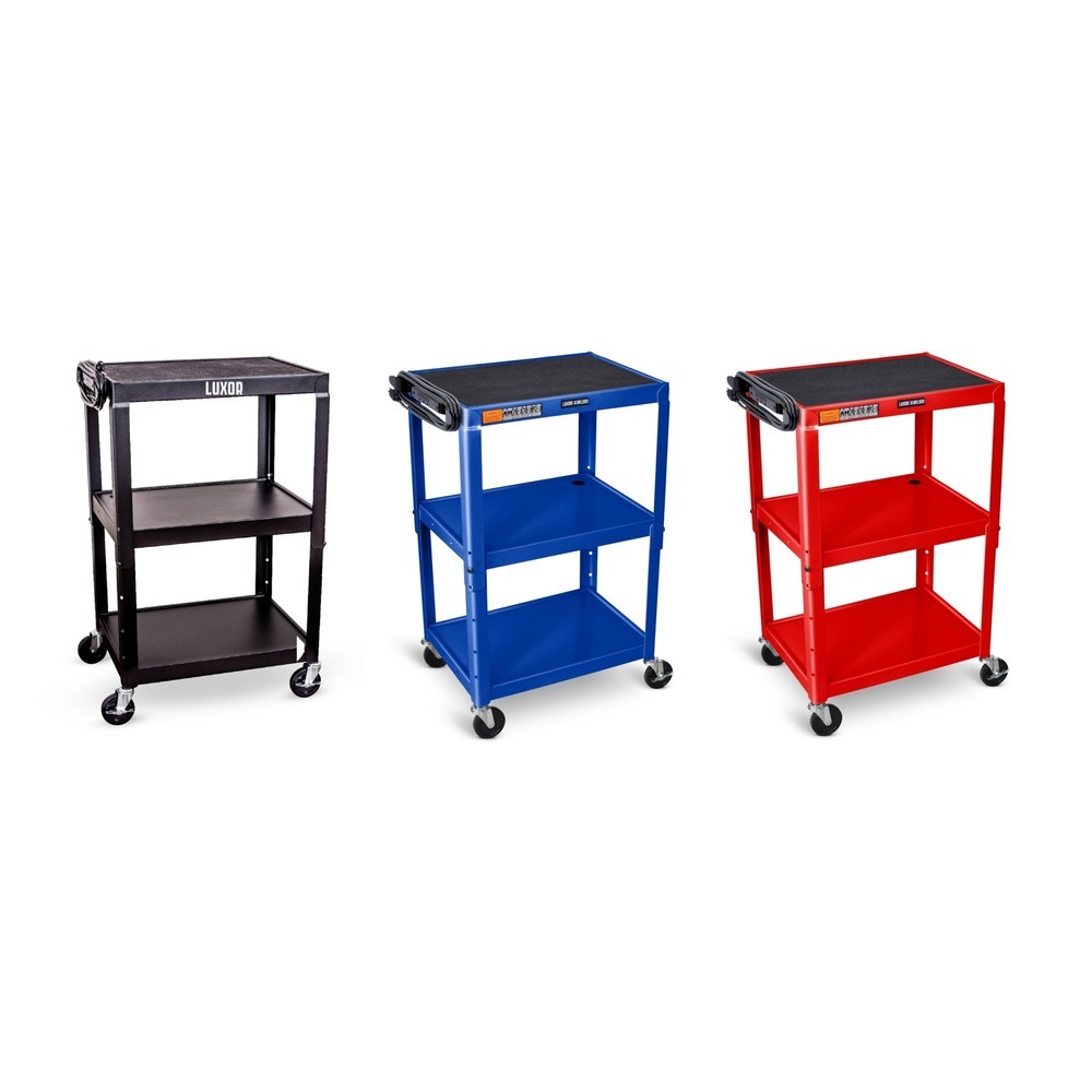 N° de l'image du produit 2 : Chariot de bureau et à dossiers, 3 étagères, avec meuble bas, bleu