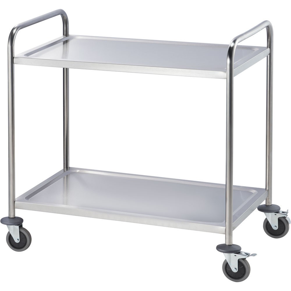 Illustration du produit: Chariot de service Stalgast en acier inoxydable, avec deux étagères, 860 x 540 x 940 mm (L x P x H)