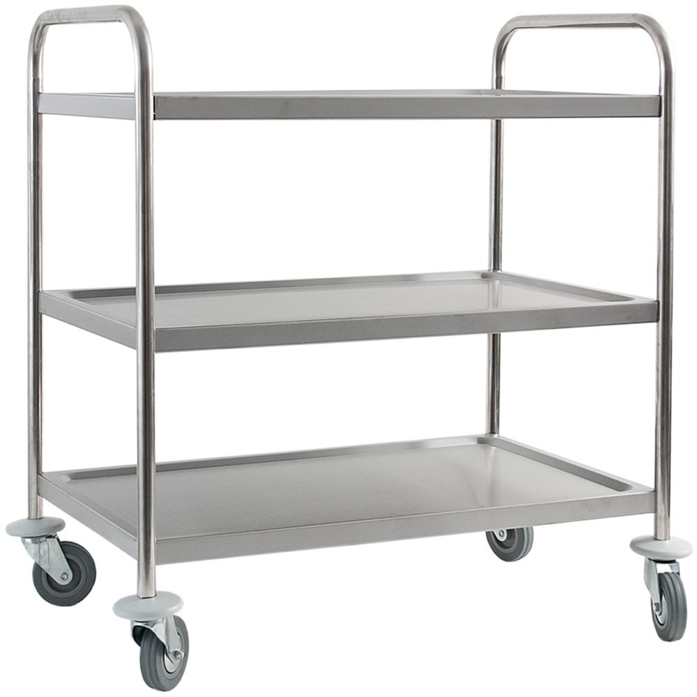 Illustration du produit: Chariot de service Stalgast en acier inoxydable, avec trois étagères, 860 x 540 x 920 mm (L x P x H)