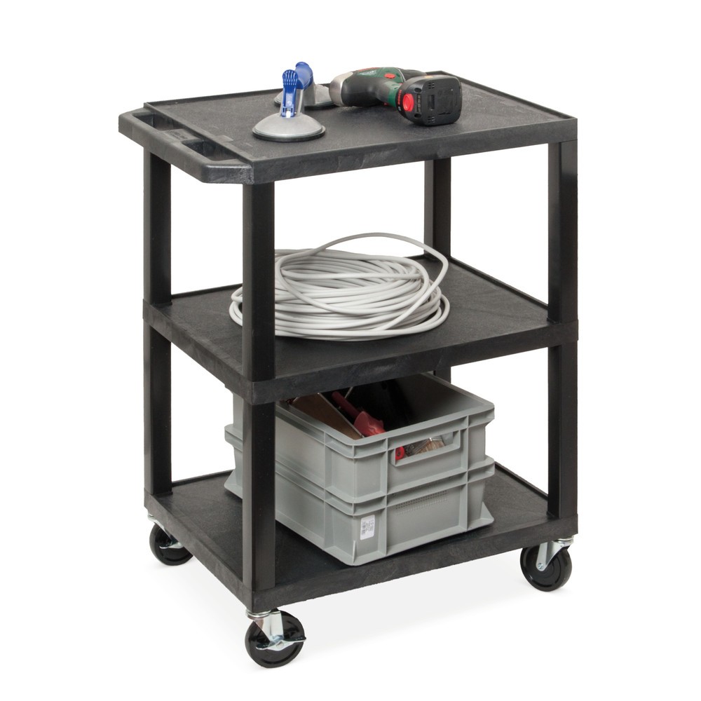 N° de l'image du produit 1 : Chariot de transport en plastique HEMMDAL, avec plate-forme de chargement, 3 étages, noir
