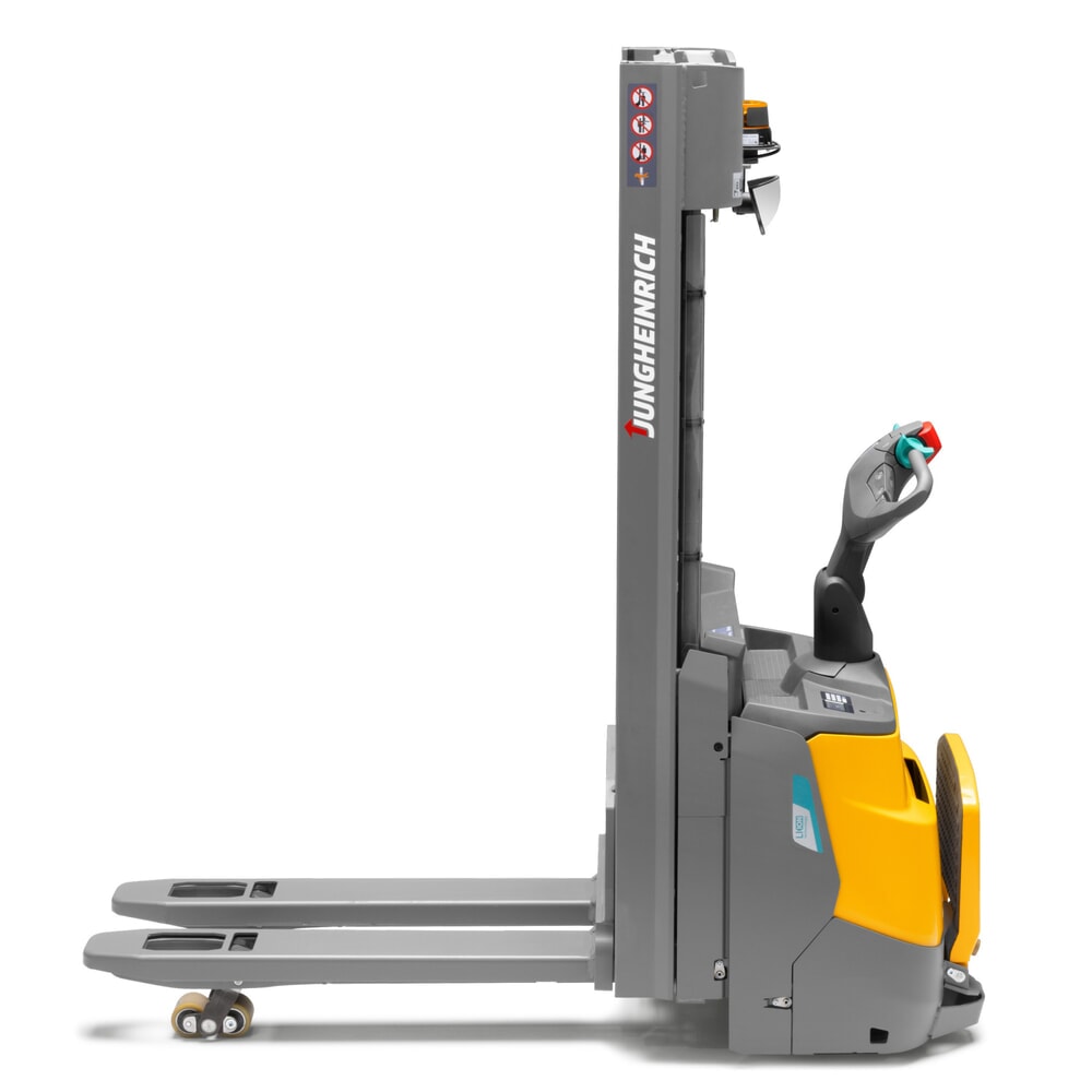 N° de l'image du produit 3 : Jungheinrich gerbeur électrique ERC 112zi ZT avec plateforme de conduite, mât télescopique double, hauteur de levage 2 300 mm, capacité de charge 1 200 kg, hydraulique proportionnelle